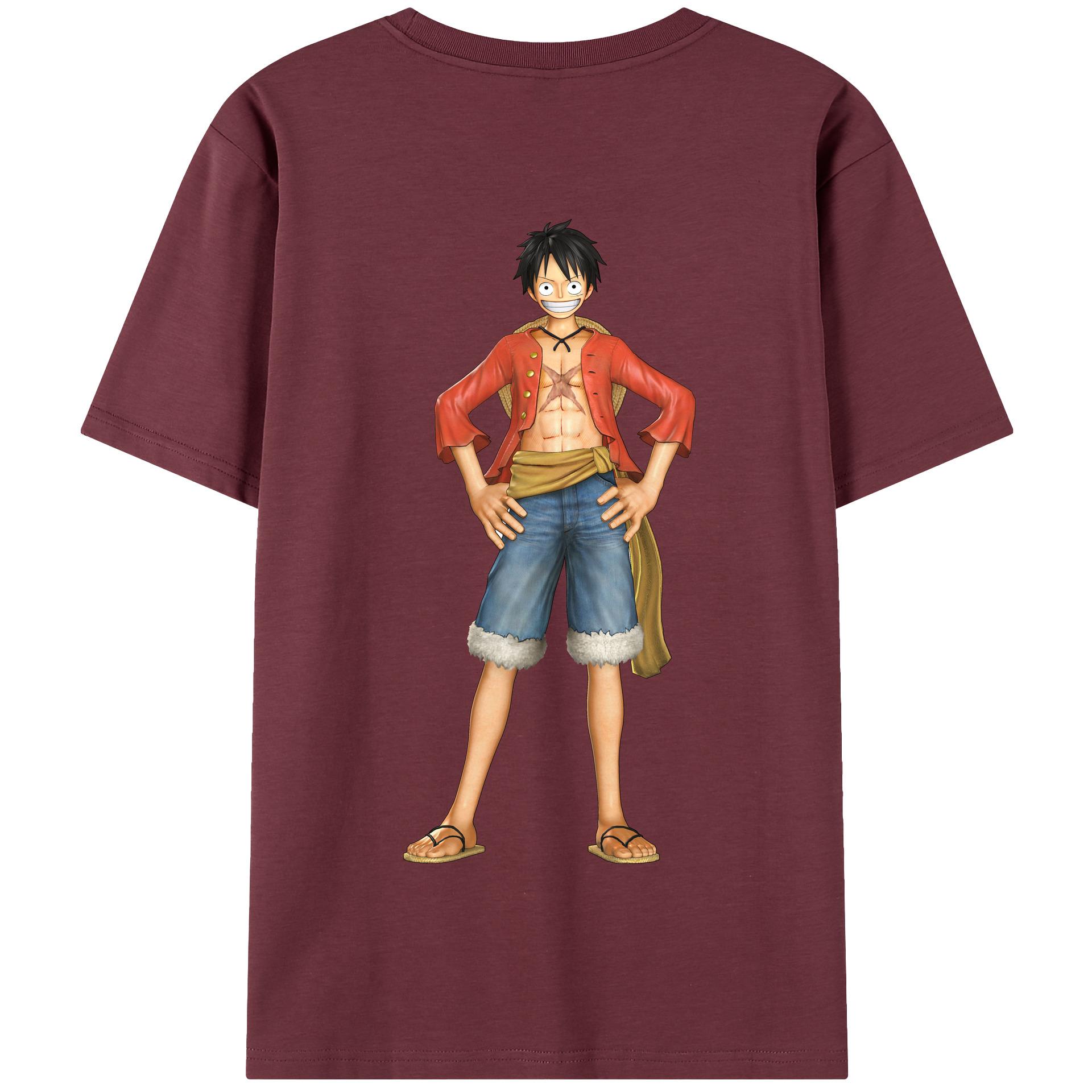 ワンピース モンキー・D・ルフィ ONE PIECE Monkey D. Luffy 綿100％半袖Tシャツ（背面プリント）